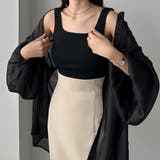 ブラック | Louere 【取り外し可能パット付き】スクエアネックタンクトップ | Louere