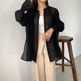 ブラック | callautia バックスリットシアーシャツ | JUNOAH