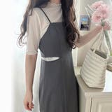 チャコールグレー | ウエストデザインキャミワンピース | LAUIR