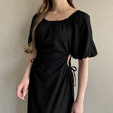 ブラック | カットデザインフレアワンピース | JUNOAH