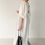 シボ加工バックオープンVネックワンピース【ペチスカートセット】 | JUNOAH | 詳細画像14 