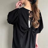 ブラック | シボ加工バックオープンVネックワンピース【ペチスカートセット】 | JUNOAH