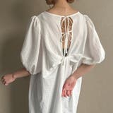 ホワイト | シボ加工バックオープンVネックワンピース【ペチスカートセット】 | JUNOAH