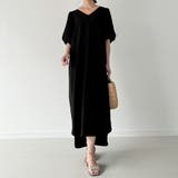 シボ加工バックオープンVネックワンピース【ペチスカートセット】 | JUNOAH | 詳細画像4 