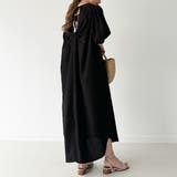 シボ加工バックオープンVネックワンピース【ペチスカートセット】 | JUNOAH | 詳細画像5 