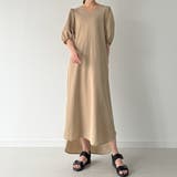 シボ加工バックオープンVネックワンピース【ペチスカートセット】 | JUNOAH | 詳細画像9 