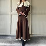 付け襟パイピングマーメイドニットワンピース | JUNOAH | 詳細画像14