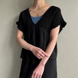 ブラック | ギャザースリーブレイヤード風ワンピース | JUNOAH