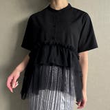 ブラック | チュールクロップドシャツ | JUNOAH