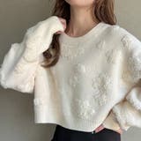 アイボリー | ショート丈花柄ニット | JUNOAH