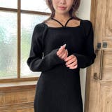 スクエアネック紐ニットマーメイドワンピース | JUNOAH | 詳細画像3