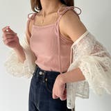 【取り外し可能パット付き】肩リボンバッククロスリブキャミソール | JUNOAH | 詳細画像11