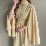 ライトベージュ | スリットスリーブパールデザインフレアワンピース | JUNOAH