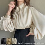パール釦ウエーブタックブラウス | JUNOAH | 詳細画像1