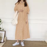 ギンガムチェックコットンロングシャツワンピース 韓国ファッション | JUNOAH | 詳細画像5
