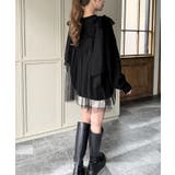 肩リボンチュールドッキングニットプルオーバー | JUNOAH | 詳細画像11