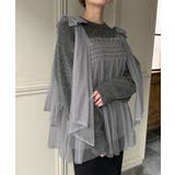 肩リボンチュールドッキングニットプルオーバー | JUNOAH | 詳細画像14