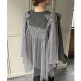 肩リボンチュールドッキングニットプルオーバー | JUNOAH | 詳細画像15