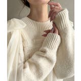 肩リボンチュールドッキングニットプルオーバー | JUNOAH | 詳細画像2