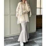 肩リボンチュールドッキングニットプルオーバー | JUNOAH | 詳細画像3