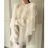 肩リボンチュールドッキングニットプルオーバー | JUNOAH | 詳細画像5