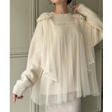 肩リボンチュールドッキングニットプルオーバー | JUNOAH | 詳細画像6