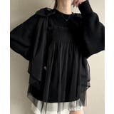 肩リボンチュールドッキングニットプルオーバー | JUNOAH | 詳細画像7