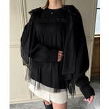 肩リボンチュールドッキングニットプルオーバー | JUNOAH | 詳細画像9