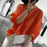 テラコッタ | ノーカラーボリュームスリーブコットンシャツ 韓国ファッション | JUNOAH