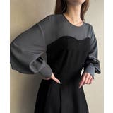 ブラックグレー | シャツドッキングタックフレアワンピース | JUNOAH