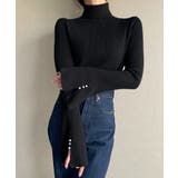 袖口パールデザインタートルネックニットトップス | JUNOAH | 詳細画像3 