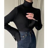 袖口パールデザインタートルネックニットトップス | JUNOAH | 詳細画像4 