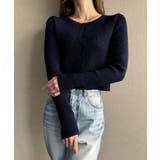 ネイビー | ラウンドネックラメニットカーディガン | JUNOAH