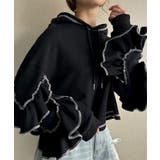 ブラック | 袖フリルパーカー | JUNOAH