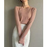 襟クロスリボンデザインリブトップス | JUNOAH | 詳細画像10 