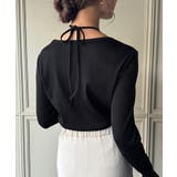 襟クロスリボンデザインリブトップス | JUNOAH | 詳細画像6 