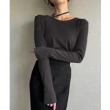 襟クロスリボンデザインリブトップス | JUNOAH | 詳細画像7 