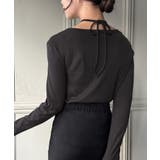 襟クロスリボンデザインリブトップス | JUNOAH | 詳細画像9 