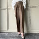 ブラウン | ベルト付きヘリンボーンハイウエストパンツ | JUNOAH