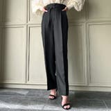 ブラック | ベルト付きヘリンボーンハイウエストパンツ | JUNOAH