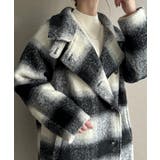 ブラック | 2wayオーバーサイズシャギーチェックロングコート | JUNOAH