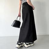 バックレースアップロングデニムスカート | JUNOAH | 詳細画像11 