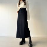 バックレースアップロングデニムスカート | JUNOAH | 詳細画像14 