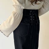 バックレースアップロングデニムスカート | JUNOAH | 詳細画像16 