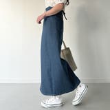 バックレースアップロングデニムスカート | JUNOAH | 詳細画像21 