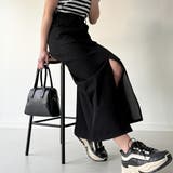 バックレースアップロングデニムスカート | JUNOAH | 詳細画像3 