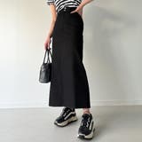 バックレースアップロングデニムスカート | JUNOAH | 詳細画像5 