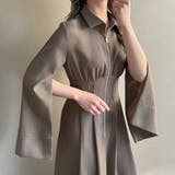 グレージュ | 2wayスリーブフロントジップウエストタックワンピース【ペチスカートセット】 | JUNOAH