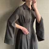 チャコール | 2wayスリーブフロントジップウエストタックワンピース【ペチスカートセット】 | JUNOAH
