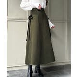 オリーブ | リボン付きコーデュロイタックスカート | JUNOAH